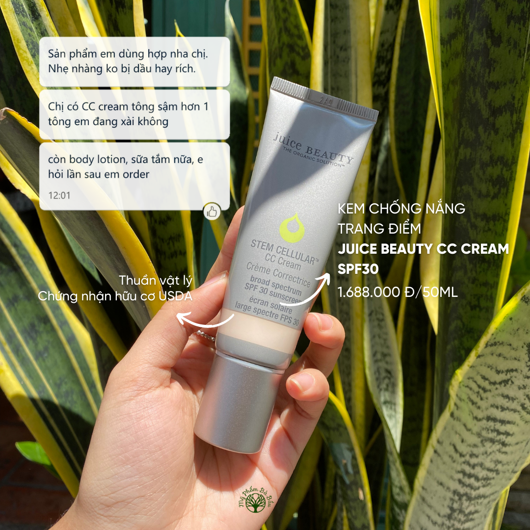 Kem Chống Nắng Vật Lý Hữu Cơ Trang Điểm Juice Beauty Stem Cellular CC Cream SPF30 Sunscreen