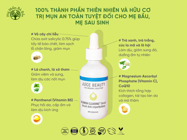 Tinh Chất Trị Mụn Hữu Cơ An Toàn Juice Beauty Blemish Clearing Serum (60ml)