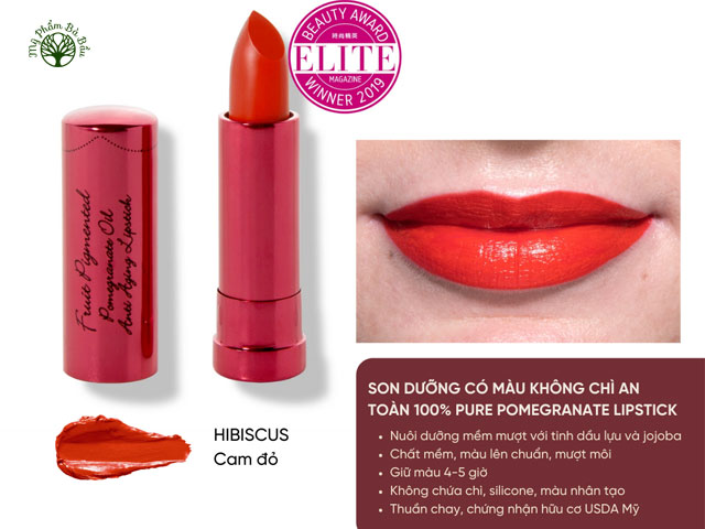 Son môi 100% Pure Pomehranate Oil Anti-Aging Natural Lipstick
